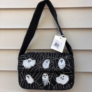 Sol & Mer Hand Beaded Ghost Halloween Shoulder Bag Viral Made in India NWT